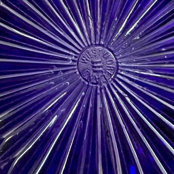 Vintage Westmorland Cobalt Blue Compote Biscuit Canister w Lid Grapes - Picture 12 of 12